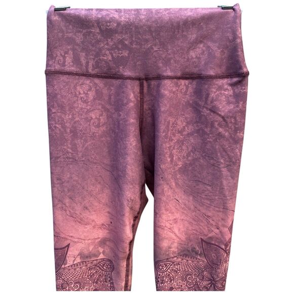 Evolution And Creation Elephant Mandala Floral Whimsical Purple Leggings Size M - Picture 3 of 10